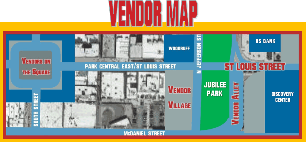 aerial map of vendor locations in the festival footprint